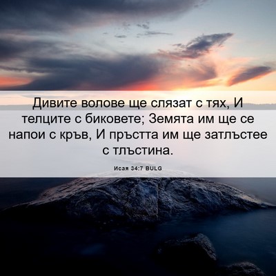 Picture 06 - Исая 34:7 BULG - Дивите волове ще слязат с - Bible Verse Picture