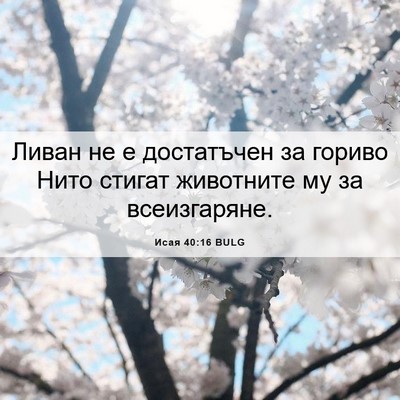 Picture 06 - Исая 40:16 BULG - Ливан не е достатъчен за - Bible Verse Picture