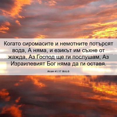 Picture 06 - Исая 41:17 BULG - Когато сиромасите и - Bible Verse Picture