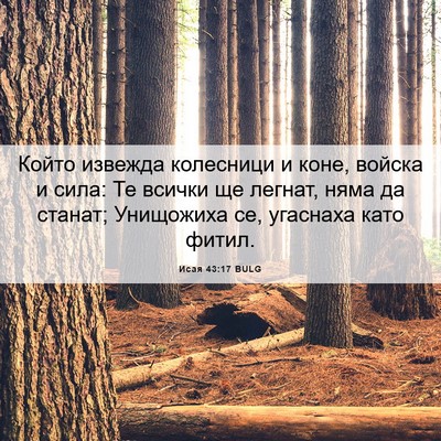 Picture 06 - Исая 43:17 BULG - Който извежда колесници и - Bible Verse Picture