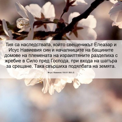Picture 06 - Исус Навиев 19:51 BULG - Тия са наследствата, който - Bible Verse Picture