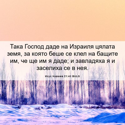 Picture 06 - Исус Навиев 21:43 BULG - Така Господ даде на - Bible Verse Picture