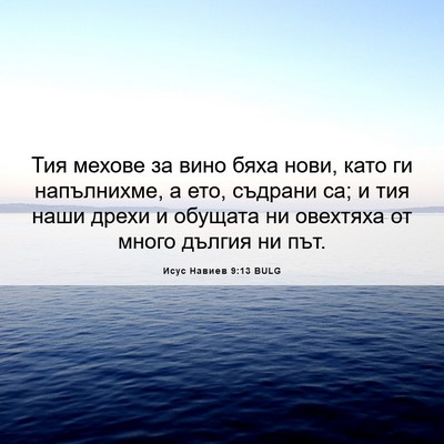 Picture 06 - Исус Навиев 9:13 BULG - Тия мехове за вино бяха - Bible Verse Picture