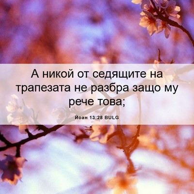 Picture 06 - Йоан 13:28 BULG - А никой от седящите на - Bible Verse Picture