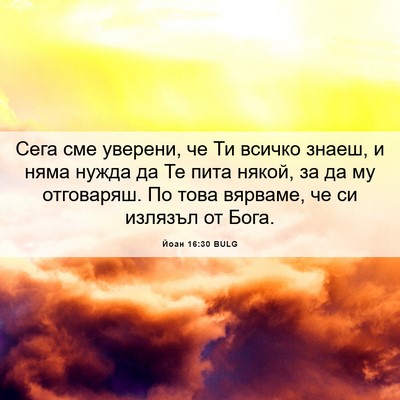 Picture 06 - Йоан 16:30 BULG - Сега сме уверени, че Ти - Bible Verse Picture