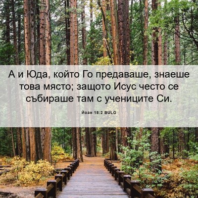 Picture 06 - Йоан 18:2 BULG - А и Юда, който Го предаваше, - Bible Verse Picture
