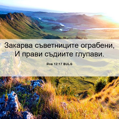 Picture 06 - Йов 12:17 BULG - Закарва съветниците - Bible Verse Picture