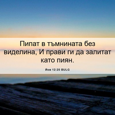 Picture 06 - Йов 12:25 BULG - Пипат в тъмнината без - Bible Verse Picture