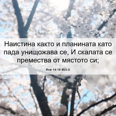 Picture 06 - Йов 14:18 BULG - Наистина както и планината - Bible Verse Picture