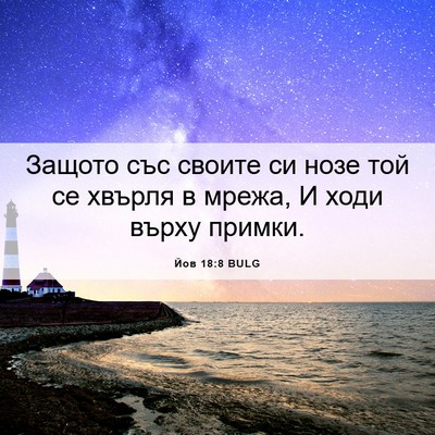 Picture 06 - Йов 18:8 BULG - Защото със своите си нозе - Bible Verse Picture
