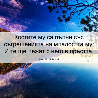 Picture 06 - Йов 20:11 BULG - Костите му са пълни със - Bible Verse Picture