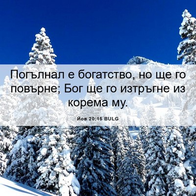 Picture 06 - Йов 20:15 BULG - Погълнал е богатство, но ще - Bible Verse Picture