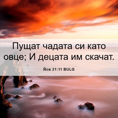 Picture 06 - Йов 21:11 BULG - Пущат чадата си като овце; - Bible Verse Picture