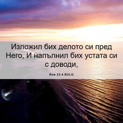 Picture 06 - Йов 23:4 BULG - Изложил бих делото си пред - Bible Verse Picture