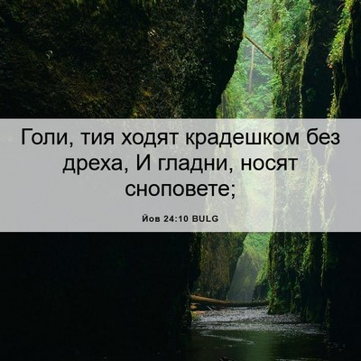 Picture 06 - Йов 24:10 BULG - Голи, тия ходят крадешком - Bible Verse Picture
