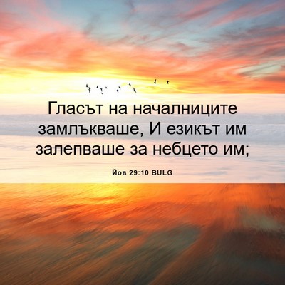 Picture 06 - Йов 29:10 BULG - Гласът на началниците - Bible Verse Picture