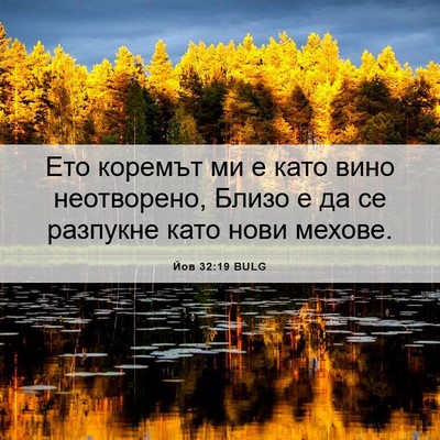 Picture 06 - Йов 32:19 BULG - Ето коремът ми е като вино - Bible Verse Picture