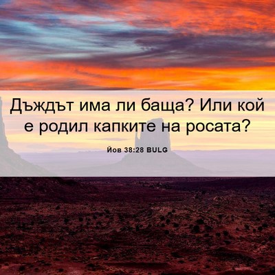 Picture 06 - Йов 38:28 BULG - Дъждът има ли баща? Или кой - Bible Verse Picture