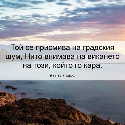 Picture 06 - Йов 39:7 BULG - Той се присмива на - Bible Verse Picture