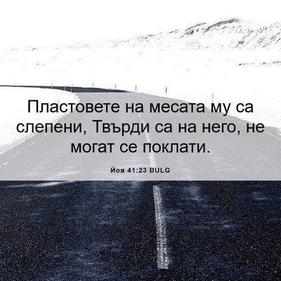 Picture 06 - Йов 41:23 BULG - Пластовете на месата му са - Bible Verse Picture