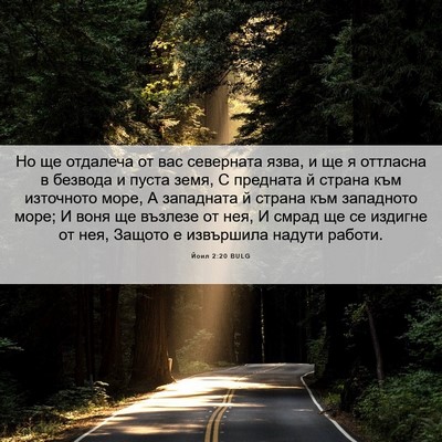 Picture 06 - Йоил 2:20 BULG - Но ще отдалеча от вас - Bible Verse Picture