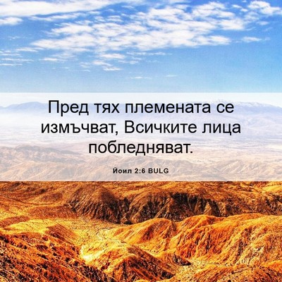 Picture 06 - Йоил 2:6 BULG - Пред тях племената се - Bible Verse Picture