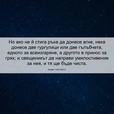 Picture 06 - Левит 12:8 BULG - Но ако не й стига ръка да - Bible Verse Picture