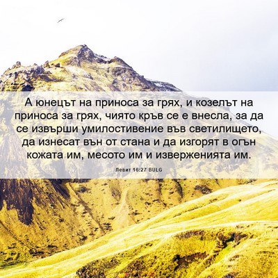 Picture 06 - Левит 16:27 BULG - А юнецът на приноса за - Bible Verse Picture
