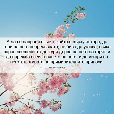 Picture 06 - Левит 6:12 BULG - А да се направи огънят, - Bible Verse Picture