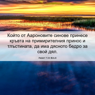 Picture 06 - Левит 7:33 BULG - Който от Аароновите синове - Bible Verse Picture