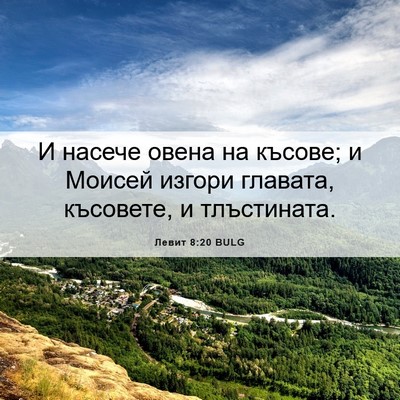 Picture 06 - Левит 8:20 BULG - И насече овена на късове; и - Bible Verse Picture