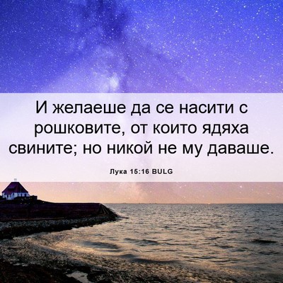 Picture 06 - Лука 15:16 BULG - И желаеше да се насити с - Bible Verse Picture
