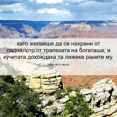 Picture 06 - Лука 16:21 BULG - като желаеше да се нахрани - Bible Verse Picture