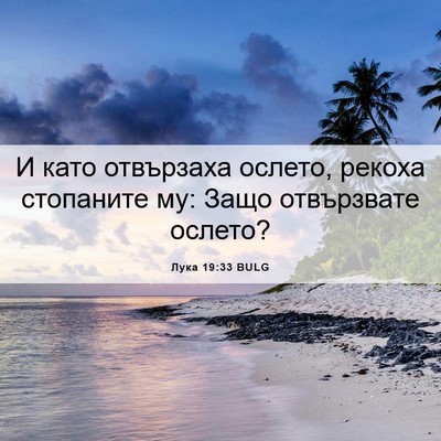 Picture 06 - Лука 19:33 BULG - И като отвързаха ослето, - Bible Verse Picture