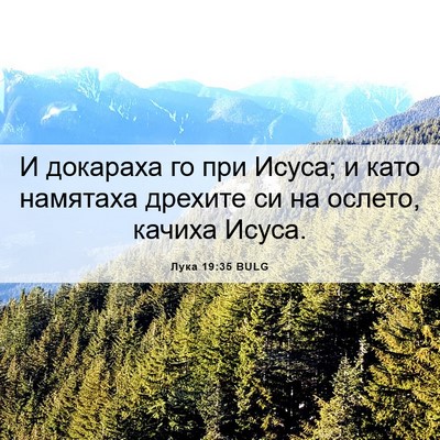 Picture 06 - Лука 19:35 BULG - И докараха го при Исуса; и - Bible Verse Picture