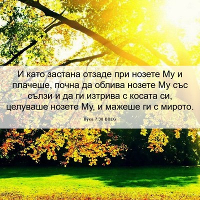 Picture 06 - Лука 7:38 BULG - И като застана отзаде при - Bible Verse Picture