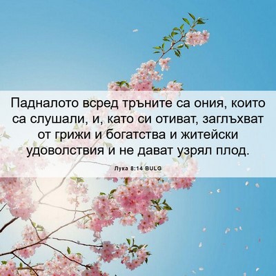 Picture 06 - Лука 8:14 BULG - Падналото всред тръните са - Bible Verse Picture