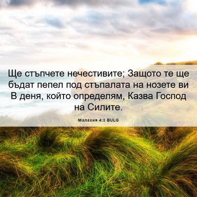 Picture 06 - Малахия 4:3 BULG - Ще стъпчете нечестивите; - Bible Verse Picture