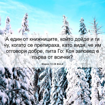 Picture 06 - Марко 12:28 BULG - А един от книжниците, който - Bible Verse Picture