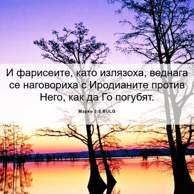 Picture 06 - Марко 3:6 BULG - И фарисеите, като излязоха, - Bible Verse Picture