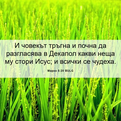 Picture 06 - Марко 5:20 BULG - И човекът тръгна и почна да - Bible Verse Picture