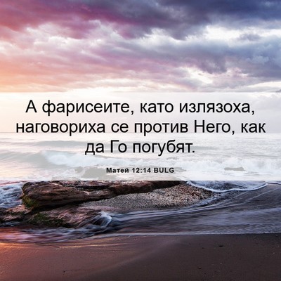 Picture 06 - Матей 12:14 BULG - А фарисеите, като излязоха, - Bible Verse Picture