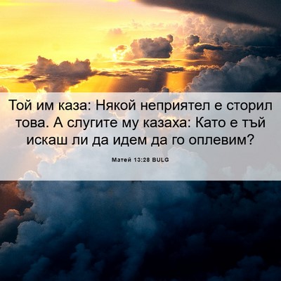 Picture 06 - Матей 13:28 BULG - Той им каза: Някой - Bible Verse Picture