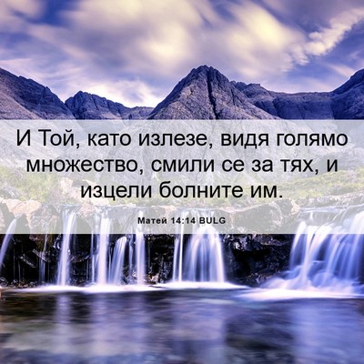 Picture 06 - Матей 14:14 BULG - И Той, като излезе, видя - Bible Verse Picture