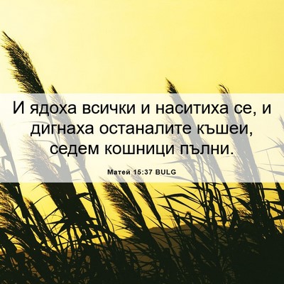 Picture 06 - Матей 15:37 BULG - И ядоха всички и наситиха - Bible Verse Picture