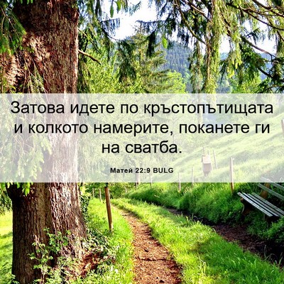 Picture 06 - Матей 22:9 BULG - Затова идете по - Bible Verse Picture