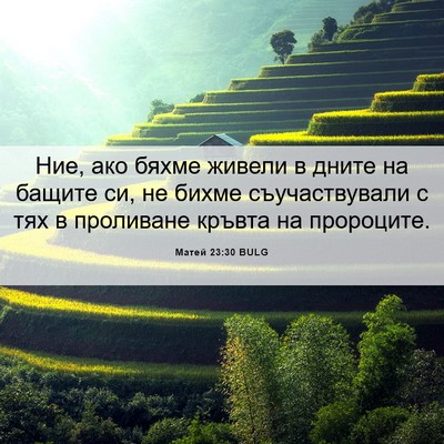 Picture 06 - Матей 23:30 BULG - Ние, ако бяхме живели в - Bible Verse Picture
