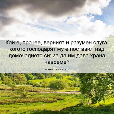 Picture 06 - Матей 24:45 BULG - Кой е, прочее, верният и - Bible Verse Picture