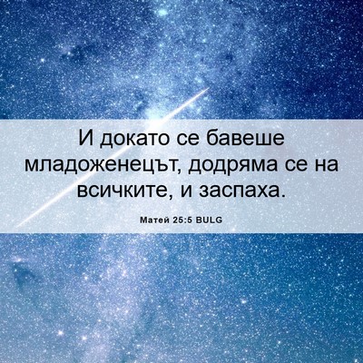 Picture 06 - Матей 25:5 BULG - И докато се бавеше - Bible Verse Picture