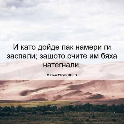 Picture 06 - Матей 26:43 BULG - И като дойде пак намери ги - Bible Verse Picture